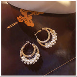 Double Pearl Hoop Earrings For Women Alloy Dangle Earrings Wedding