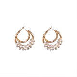 Double Pearl Hoop Earrings For Women Alloy Dangle Earrings Wedding