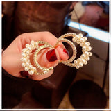 Double Pearl Hoop Earrings For Women Alloy Dangle Earrings Wedding