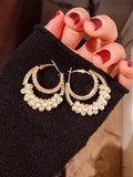 Double Pearl Hoop Earrings For Women Alloy Dangle Earrings Wedding