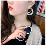 Double Pearl Hoop Earrings For Women Alloy Dangle Earrings Wedding