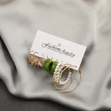 Vintage Pearl Ring Set Acrylic Butterfly Pendant 5-Piece