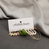 Vintage Pearl Ring Set Acrylic Butterfly Pendant 5-Piece