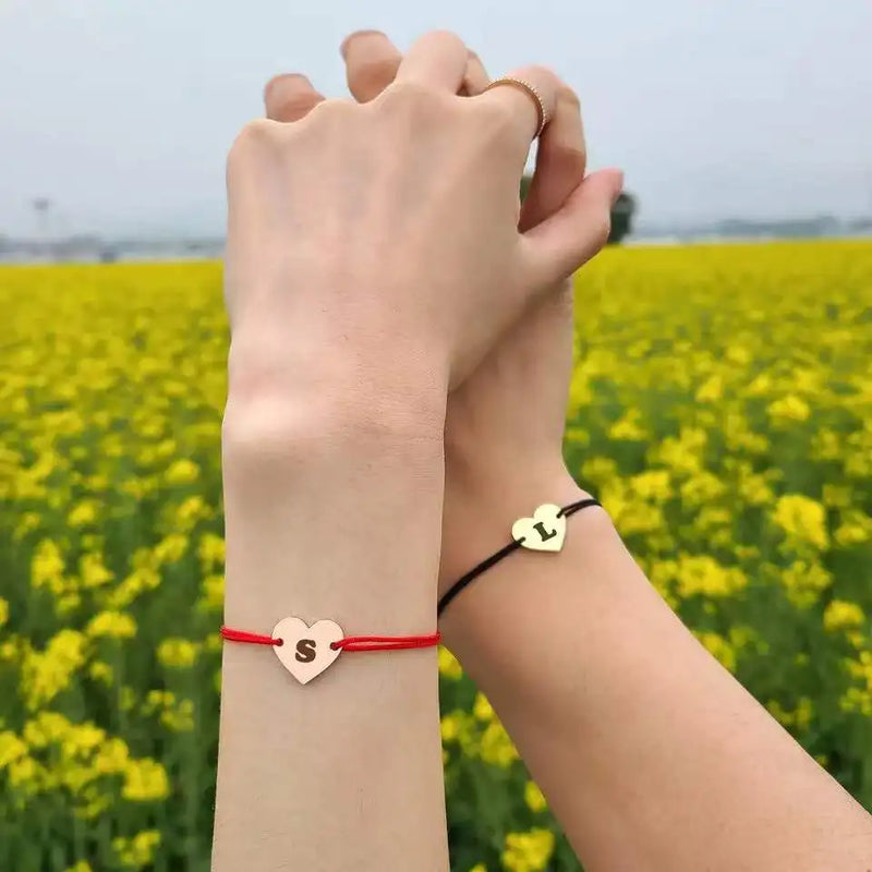 Circle Name Bracelet Engraved Family Couple Name Leather Bracelet