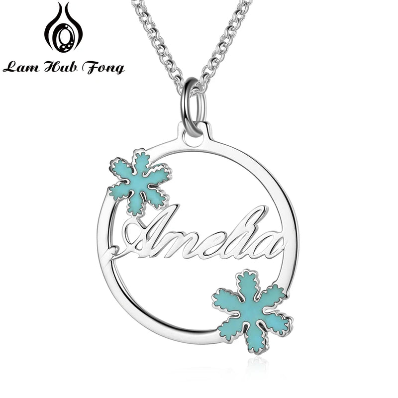 Circle Necklace Snowflake Pendant Name Christmas Party Gift Jewelry