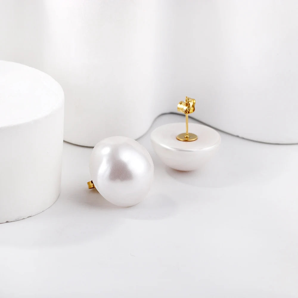 Circle Pearl Round Ball Hoop Clip Earrings Vintage Stud