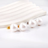 Circle Pearl Round Ball Hoop Clip Earrings Vintage Stud