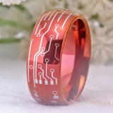 Circuit Board Ring Power Button Wedding Band Tungsten PC Board Ring