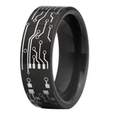 Circuit Board Ring Power Button Wedding Band Tungsten PC Board Ring