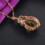 Citrine Yellow Crystal Pendant Necklace 18k Rose Choker Chain Diamond Jewelry