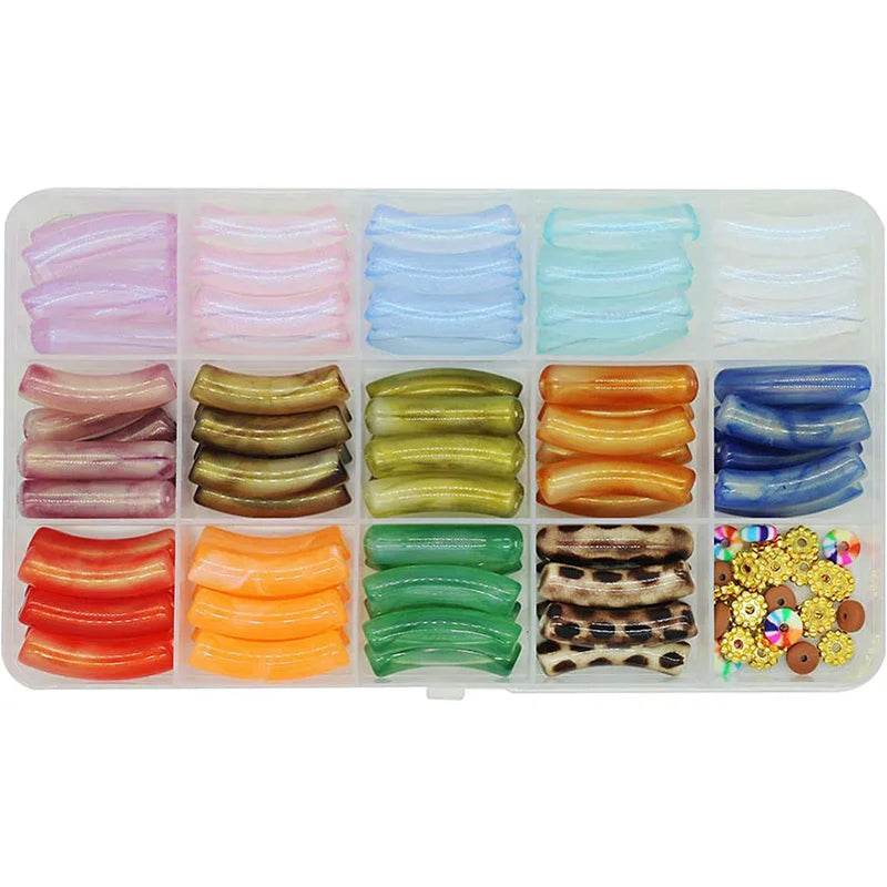 84pcs Acrylic Tube Bamboo Beads for Bracelet DIY Keychain Wristlet