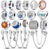 925 Silver Safety Chain Clip Star Bead Stopper for Charm Bracelet DIY