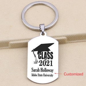 Personalized Graduation Keychain Stainless Steel Charm