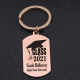 Personalized Graduation Keychain Stainless Steel Charm