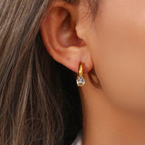 Thick Chunky Plated Round Hoop Earrings Stainless Steel Zircon Crystal
