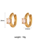 Thick Chunky Plated Round Hoop Earrings Stainless Steel Zircon Crystal