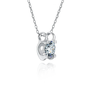 0.5ct D Moissanite Necklace Pendant 925 Silver Women Gift