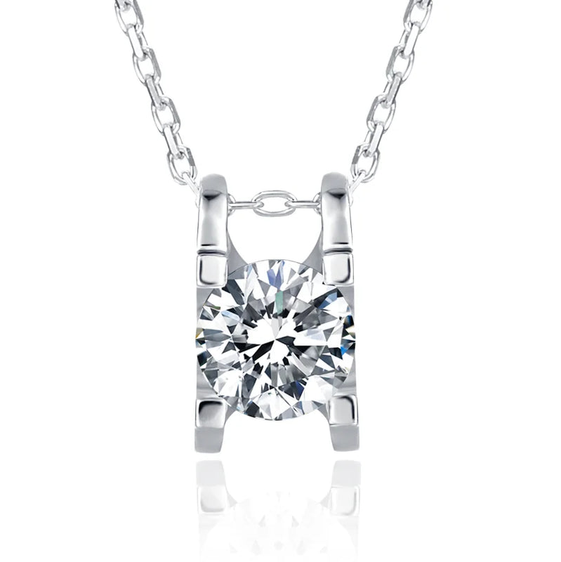 0.5ct D Moissanite Necklace Pendant 925 Silver Women Gift