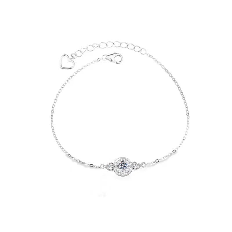 0.5ct D VVS1 Moissanite Coin Bracelet 925 Sterling Silver Plated 18k
