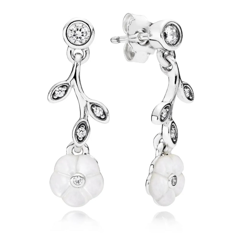 925 Silver Charms Luminous Floral Earrings with Mother-Of-Pearl