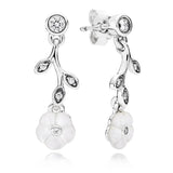 925 Silver Charms Luminous Floral Earrings with Mother-Of-Pearl