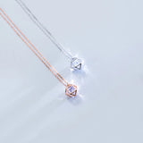 925 Silver Geometric Necklace with Cubic Zirconia Pendant