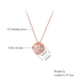925 Silver Geometric Necklace with Cubic Zirconia Pendant