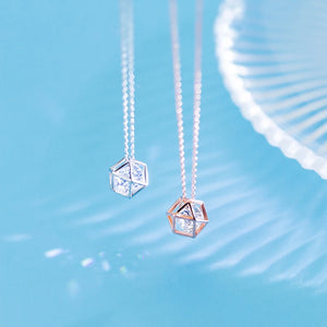 925 Silver Geometric Necklace with Cubic Zirconia Pendant
