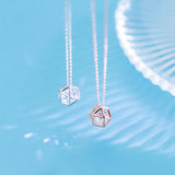 925 Silver Geometric Necklace with Cubic Zirconia Pendant