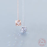 925 Silver Geometric Necklace with Cubic Zirconia Pendant