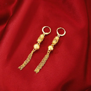 14K Long Tassel Drop Earrings for Women Wedding Jewelry