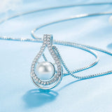 14K Rose Necklace Pearl Pendant for Women