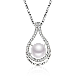 14K Rose Necklace Pearl Pendant for Women