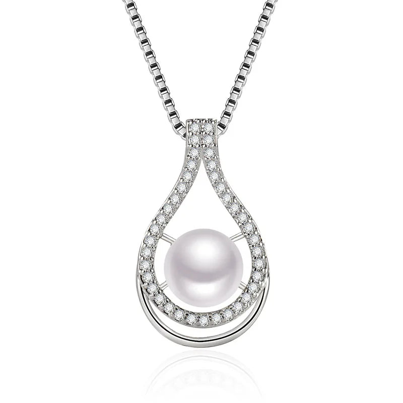 14K Rose Necklace Pearl Pendant for Women