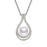 14K Rose Necklace Pearl Pendant for Women