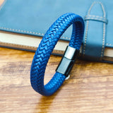 16 Strands Braided Leather Bracelet Charms Stainless Steel Bracelet