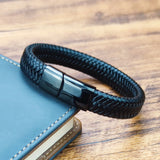 16 Strands Braided Leather Bracelet Charms Stainless Steel Bracelet