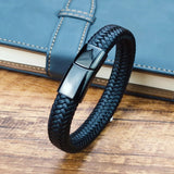 16 Strands Braided Leather Bracelet Charms Stainless Steel Bracelet