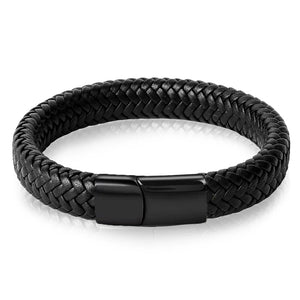 16 Strands Braided Leather Bracelet Charms Stainless Steel Bracelet