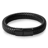 16 Strands Braided Leather Bracelet Charms Stainless Steel Bracelet