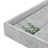 Classic Grey Velvet Jewelry Tray Organizer Storage Box