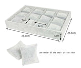 Classic Grey Velvet Jewelry Tray Organizer Storage Box