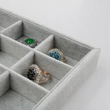 Classic Grey Velvet Jewelry Tray Organizer Storage Box