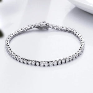 925 Silver Tennis Bracelet 2-5mm Zirconia Wedding Jewelry