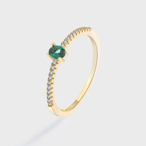 Classic 18K Oval Emerald Original Sterling 925 Silver Couple Rings For Women
