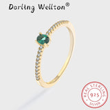 Classic 18K Oval Emerald Original Sterling 925 Silver Couple Rings For Women