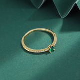 Classic 18K Oval Emerald Original Sterling 925 Silver Couple Rings For Women