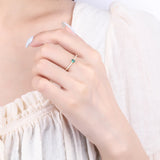Classic 18K Oval Emerald Original Sterling 925 Silver Couple Rings For Women
