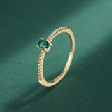 Classic 18K Oval Emerald Original Sterling 925 Silver Couple Rings For Women