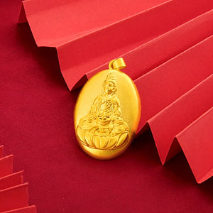 18K Plated Guanyin Bodhisattva Pendant Necklace for Men
